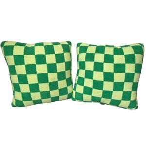 2 Wicked x Paul Tazewell Elphaba Check Mate Pillows Green‎ Terry New 17x17" Soft